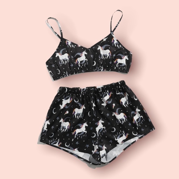 SHEIN Other - SHEIN Unicorn & stars cami & shorts pajama Pj set medium